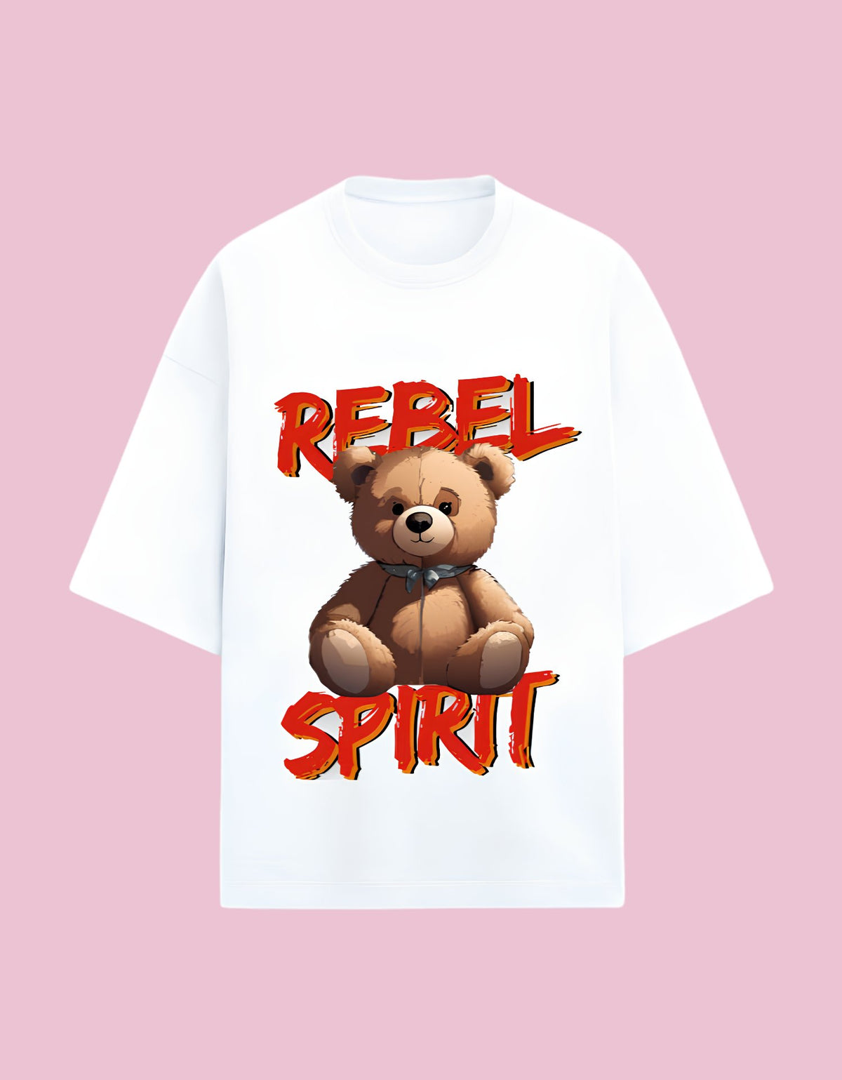 Rebel spirit oversized Terry Tee  White font View 
