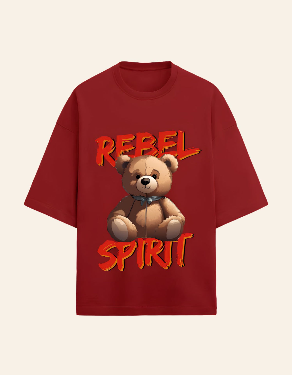 Rebel spirit oversized T-shirt Red front view