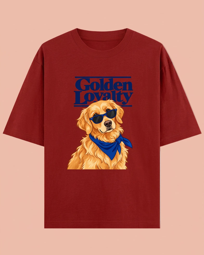 Golden Loyalty Unisex Oversized Cotton T-Shirt -red