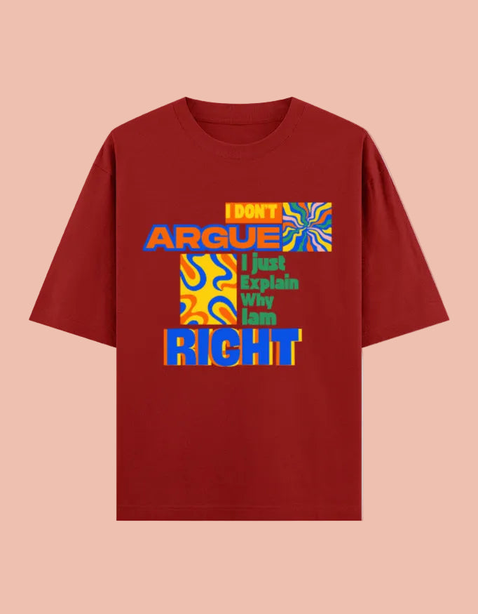 I just explain why am right oversized cotton T-shirt Red front view