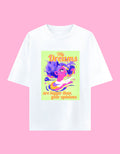 Dreams bigger than opinions oversized cotton T-shirt white front view