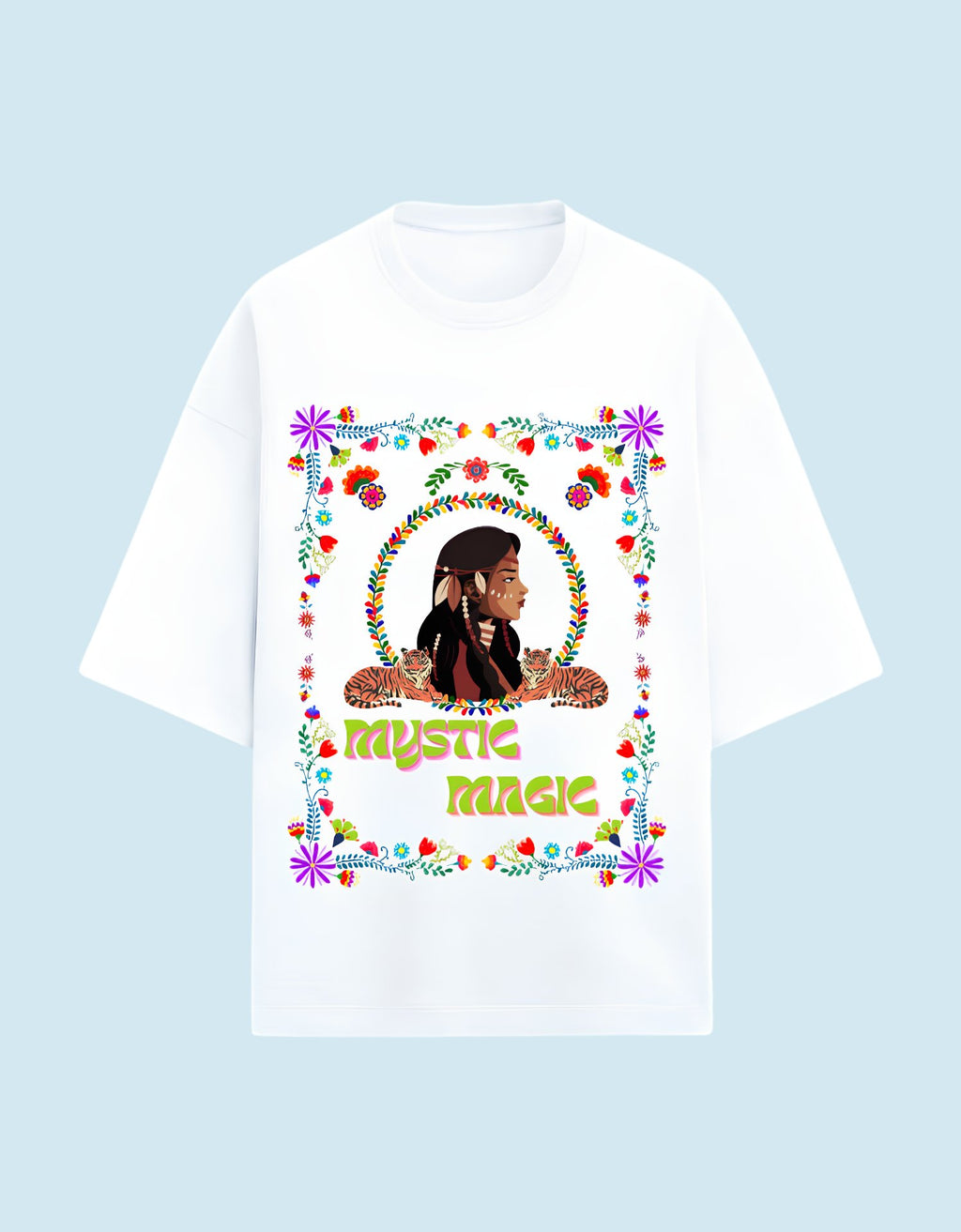 Mystic Magic oversized Terry T-shirt White front view