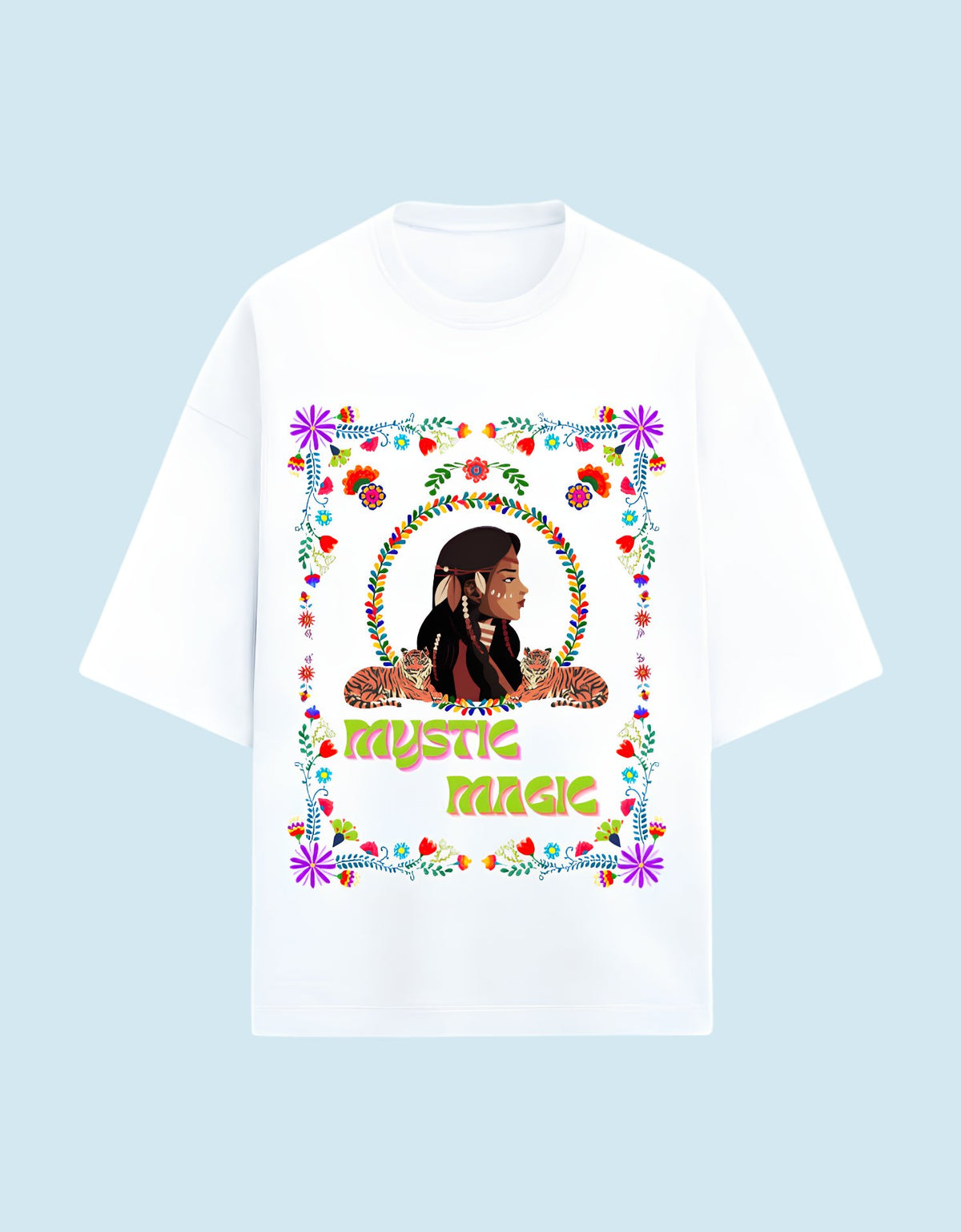 Mystic Magic oversized Terry T-shirt White front view