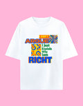 I just explain why am right oversized cotton T-shirt white front view