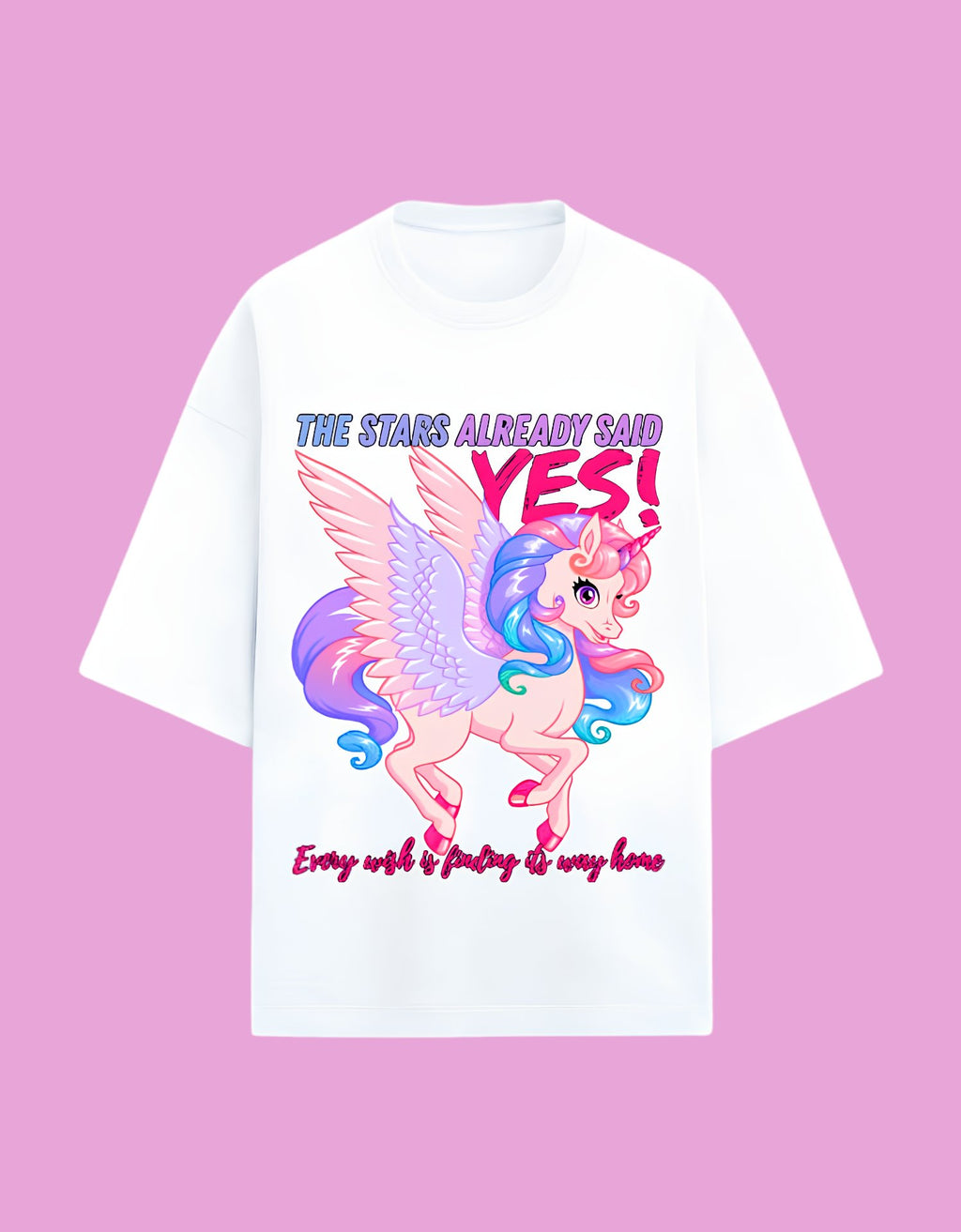 The stars said yes Oversized T-shirt white front view 