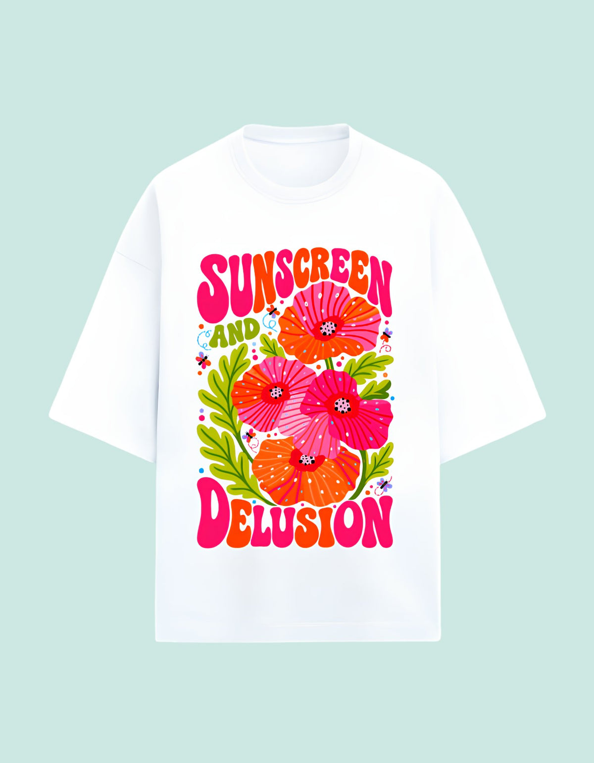 Sunscreen & Delusion oversized Terry T-shirt  White front view