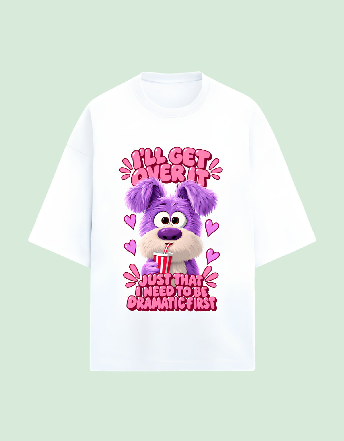 I'll get over it oversized Terry T-shirt white front view
