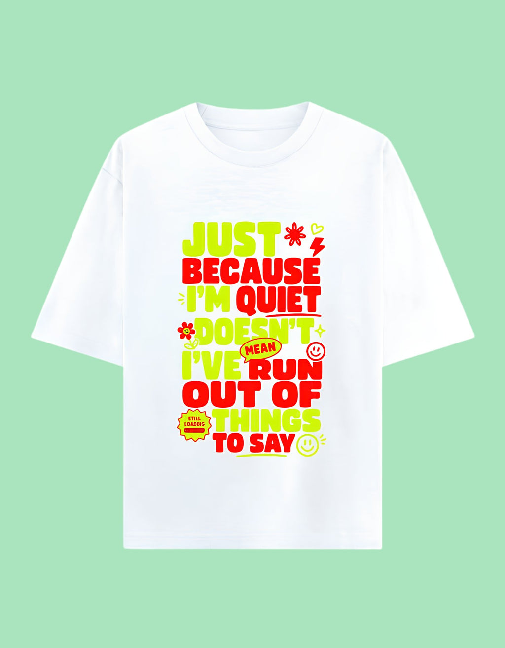 Run out things to say oversized cotton T-shirt white front view