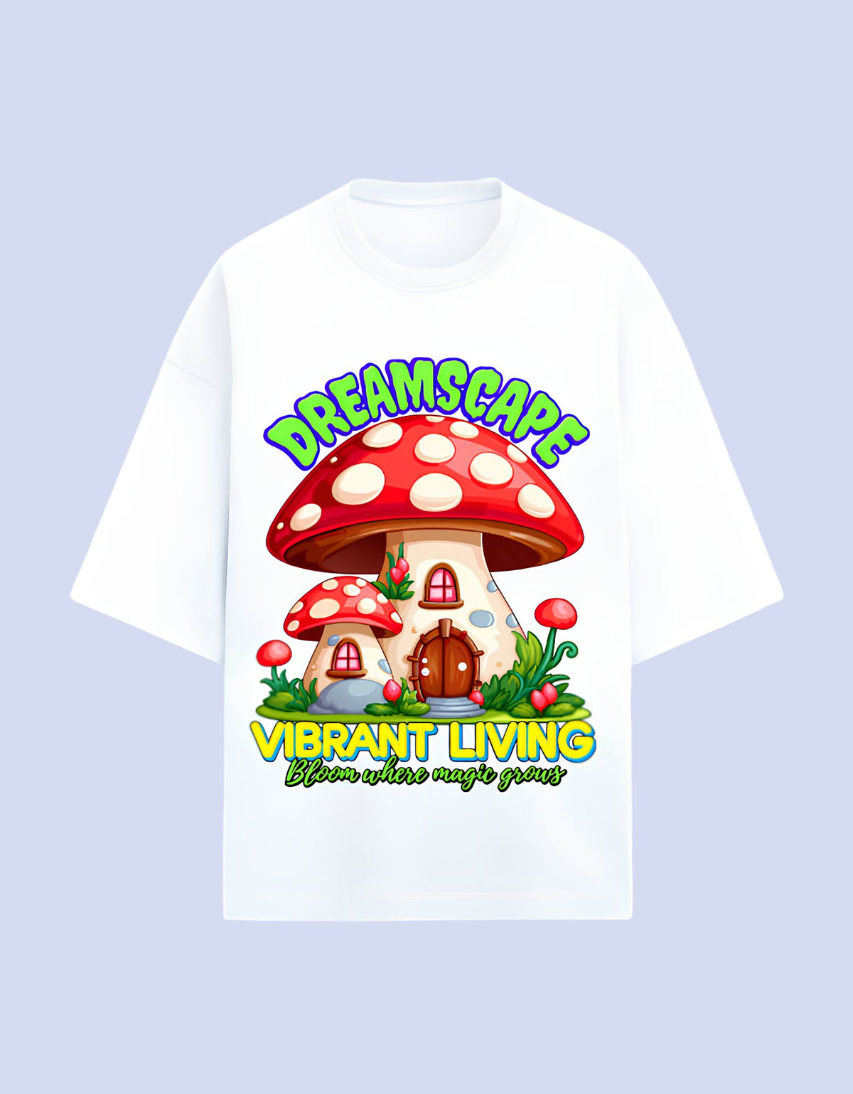 Dreamscape oversized Terry T-shirt  White front view