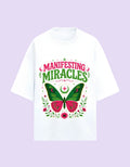 Manifesting Miracles oversized Terry T-shirt white front view