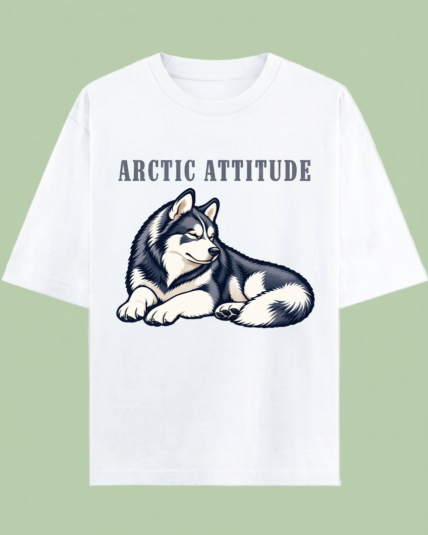 Arctic Attitude Unisex Oversized Cotton T-Shirt - white 