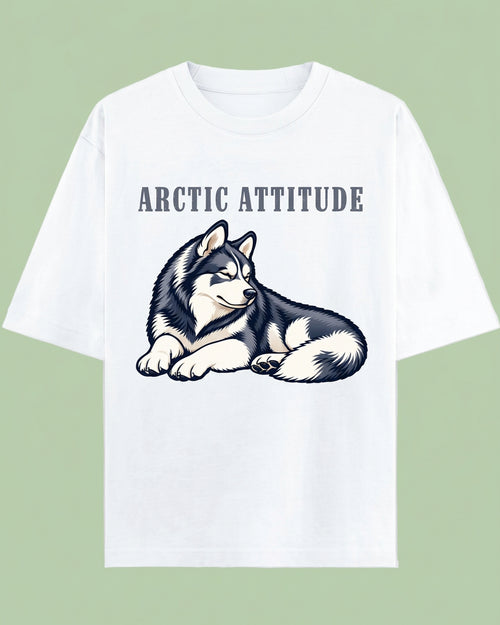 Arctic Attitude Unisex Oversized Cotton T-Shirt - white 