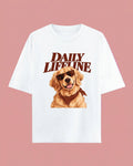 Daily Lifeline Golden Retriever Unisex Oversized Cotton T-Shirt - white 