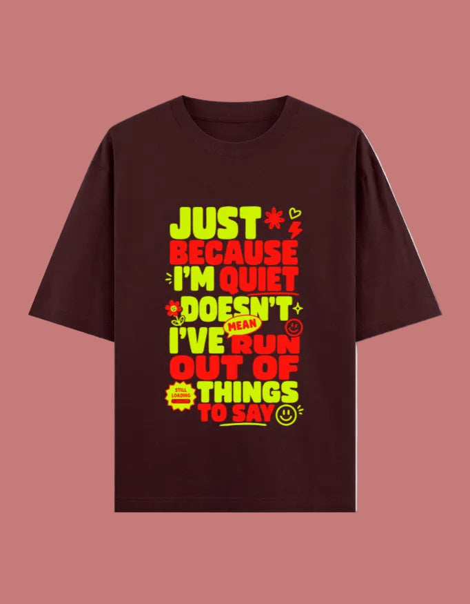 Run out things to say oversized cotton T-shirt Maroon front view