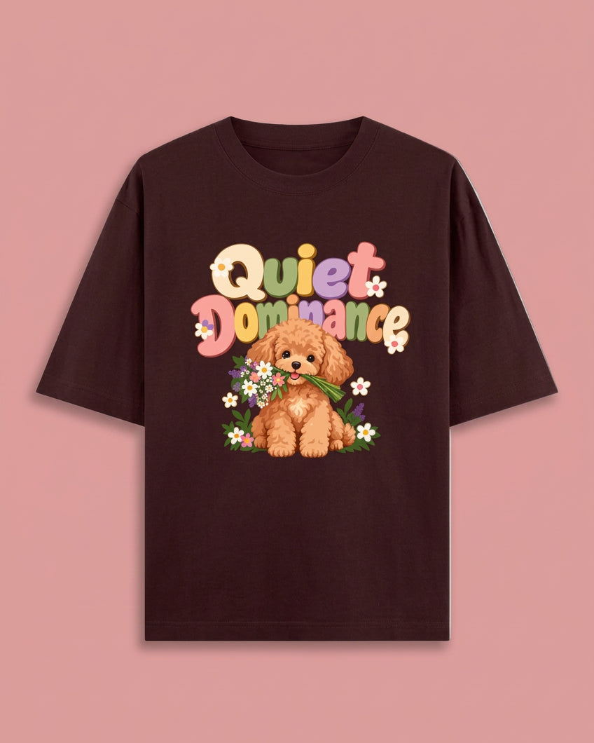 Poodle Flora Quite Dominance Unisex Oversized Cotton T-Shirt - Maroon