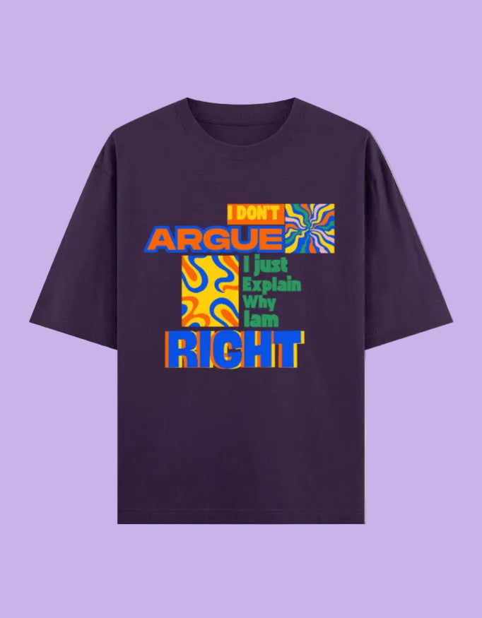 I just explain why am right oversized cotton T-shirt Purple front view