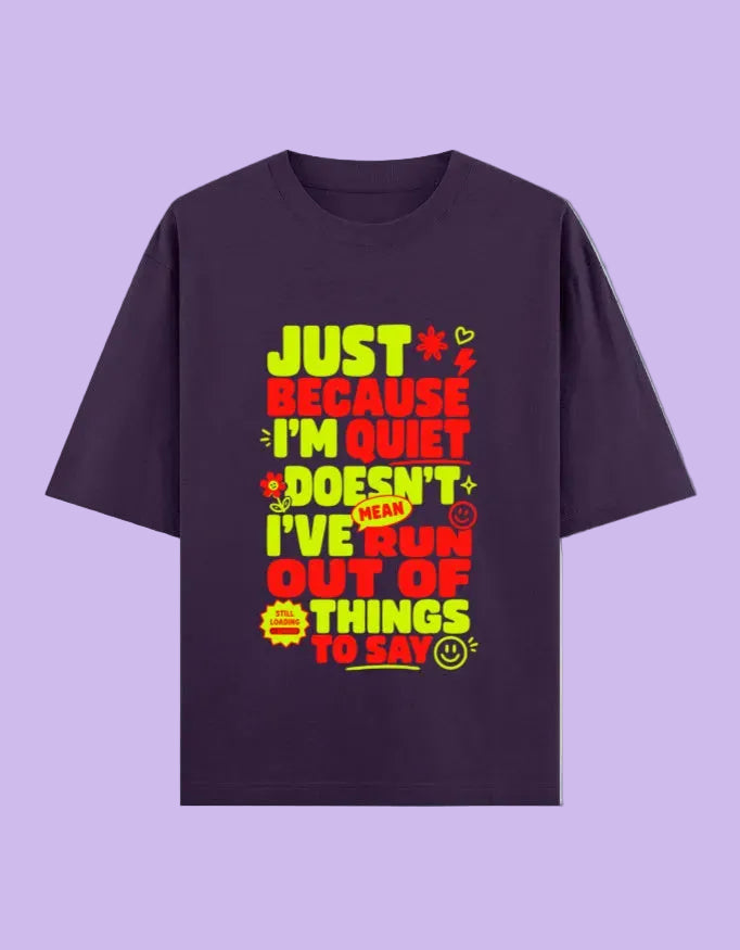 Run out things to say oversized cotton T-shirt Purple front view