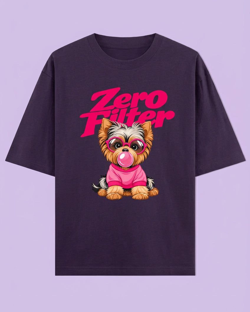 Zero Filter Pink Bubble Gum Unisex Oversized Cotton T-Shirt - purple 