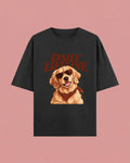 Daily Lifeline Golden Cool Retriever Unisex Oversized Cotton T-Shirt - black 