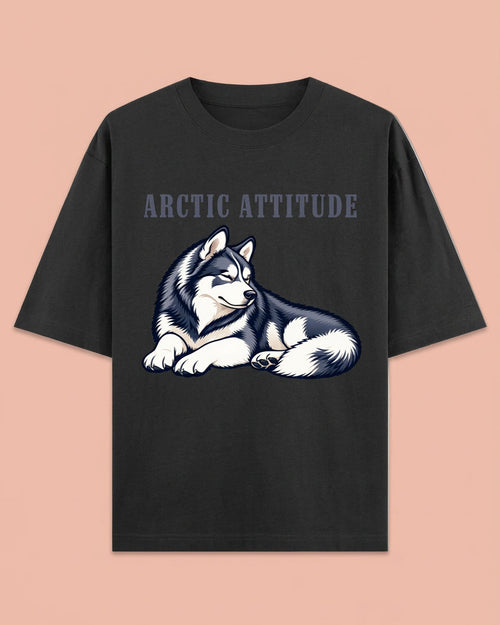 Arctic Attitude Unisex Oversized Cotton T-Shirt - Black 