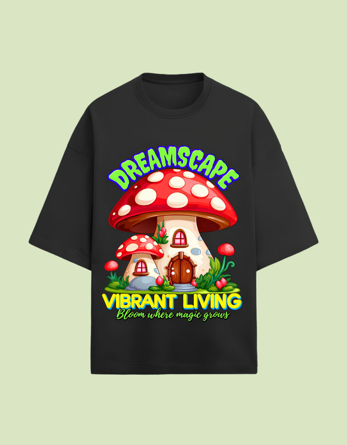 Dreamscape oversized Terry T-shirt  Black front view