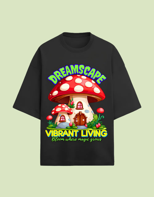 Dreamscape oversized Terry T-shirt  Black front view