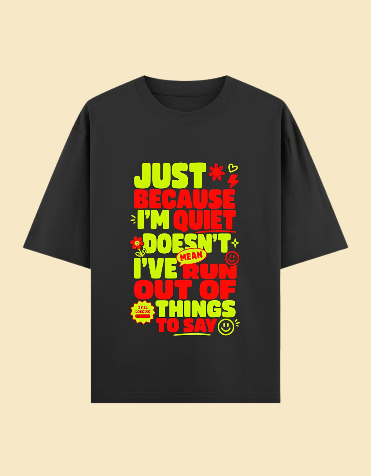 Run out things to say oversized cotton T-shirt Black front view