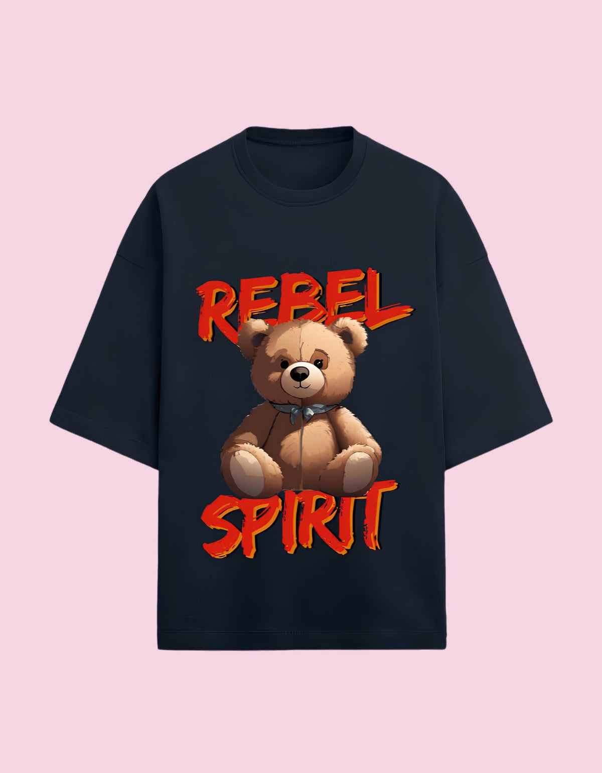 Rebel Spirit Oversized Terry Tee Navy Blue front view 