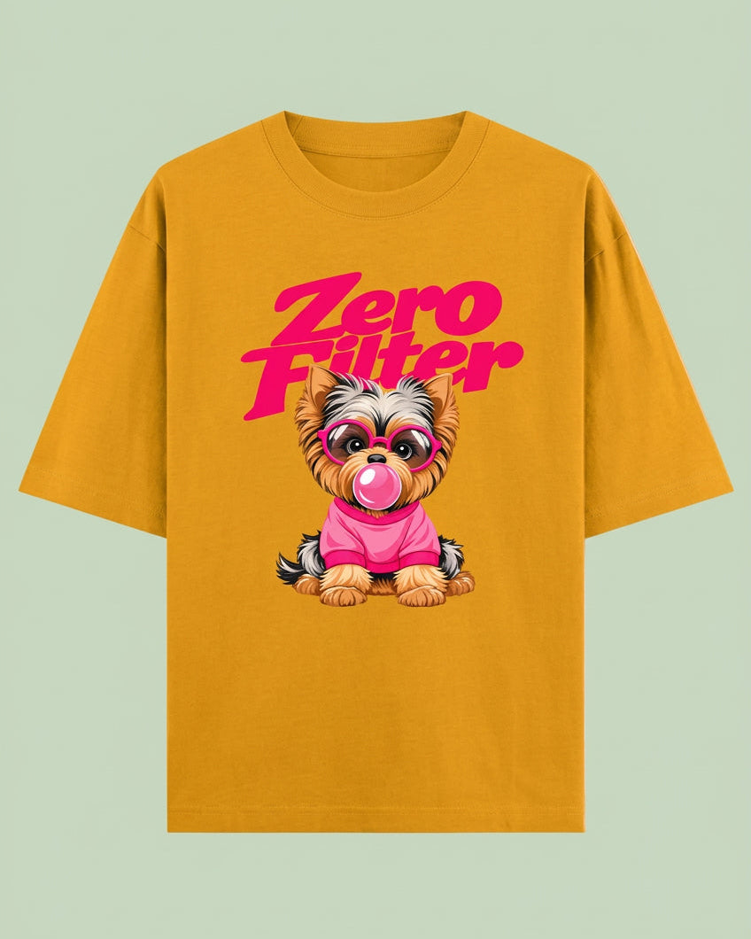 Zero Filter Pink Bubble Gum Unisex Oversized Cotton T-Shirt - Golden yellow