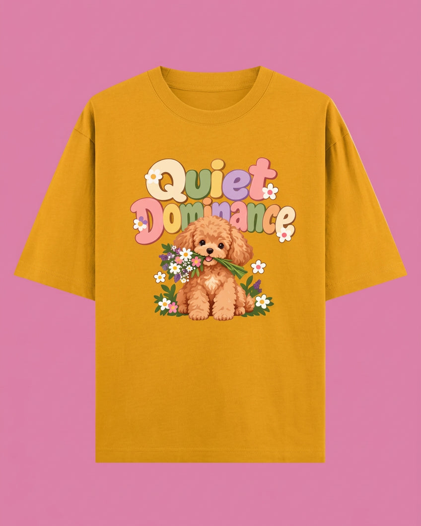 Poodle Flora Quite Dominance Unisex Oversized Cotton T-Shirt - golden yellow