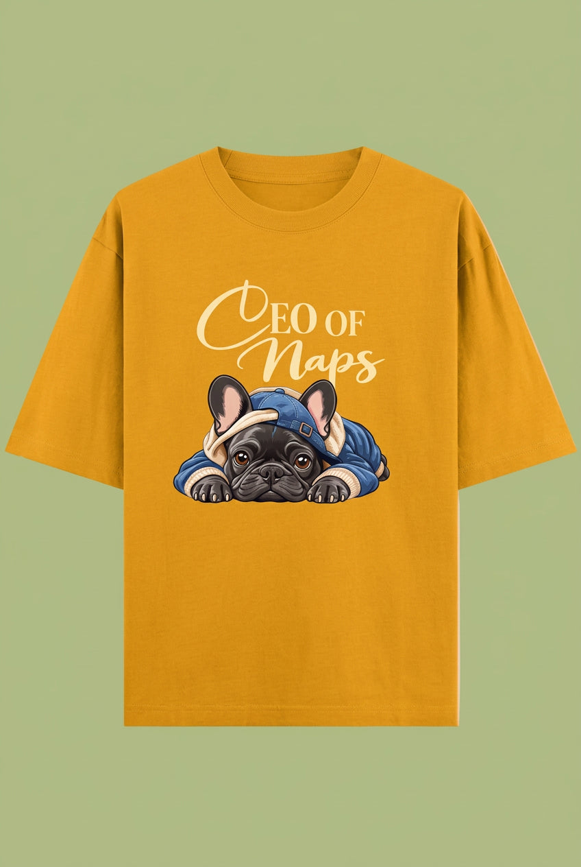 CEO of Naps  Oversized Cotton T-shirt - Golden yellow