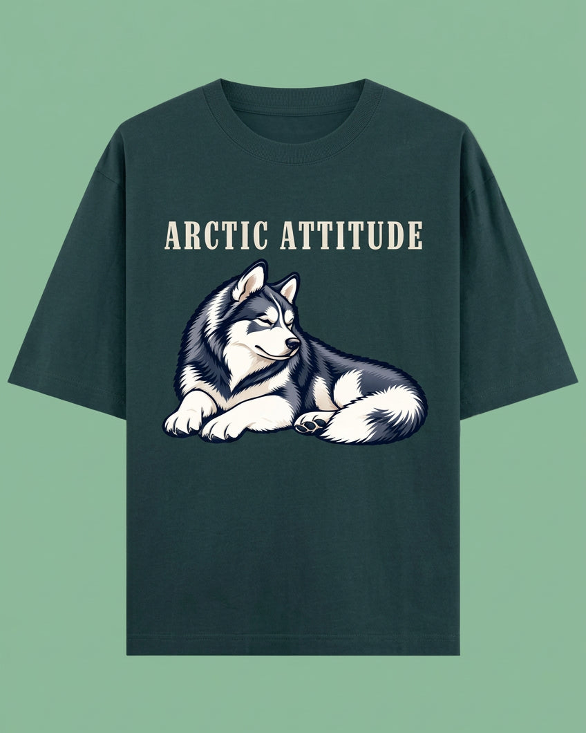 Arctic Attitude Unisex Oversized Cotton T-Shirt - Petrol Blue