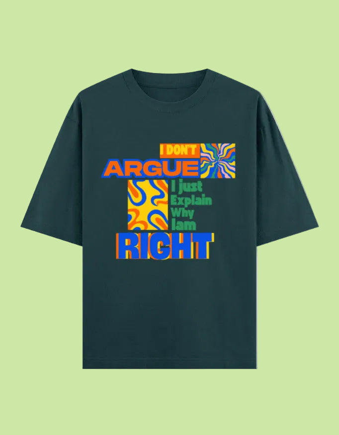 I just explain why am right oversized cotton T-shirt Petrol Blue front view