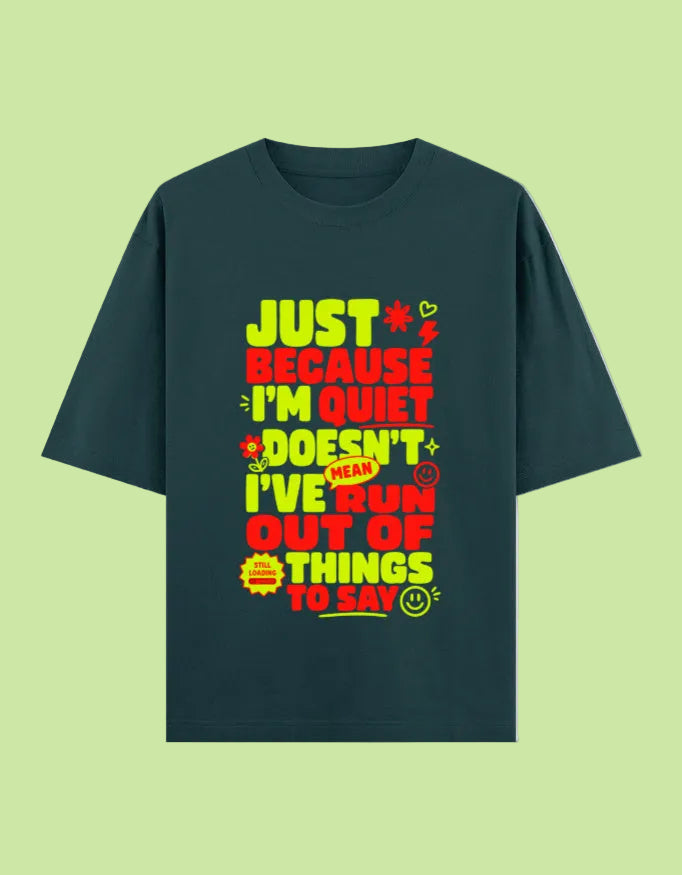 Run out things to say oversized cotton T-shirt Petrol Blue front view