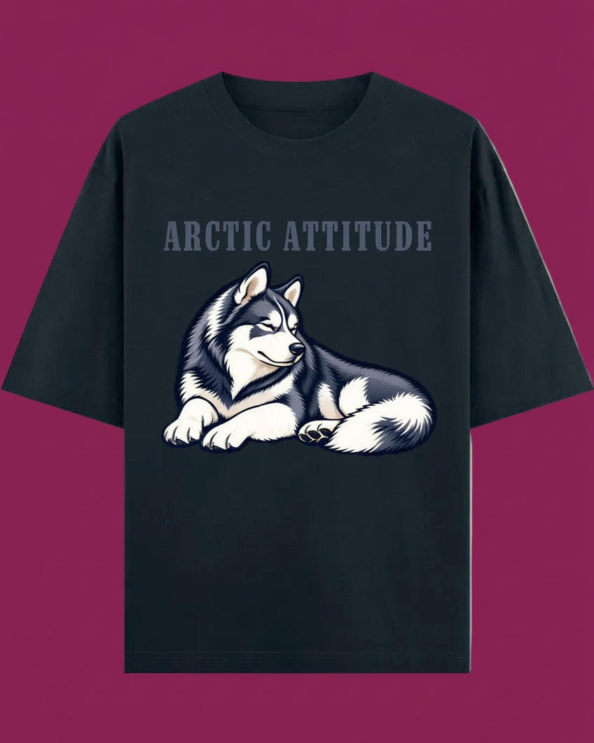 Arctic Attitude Unisex Oversized Cotton T-Shirt - Navy Blue