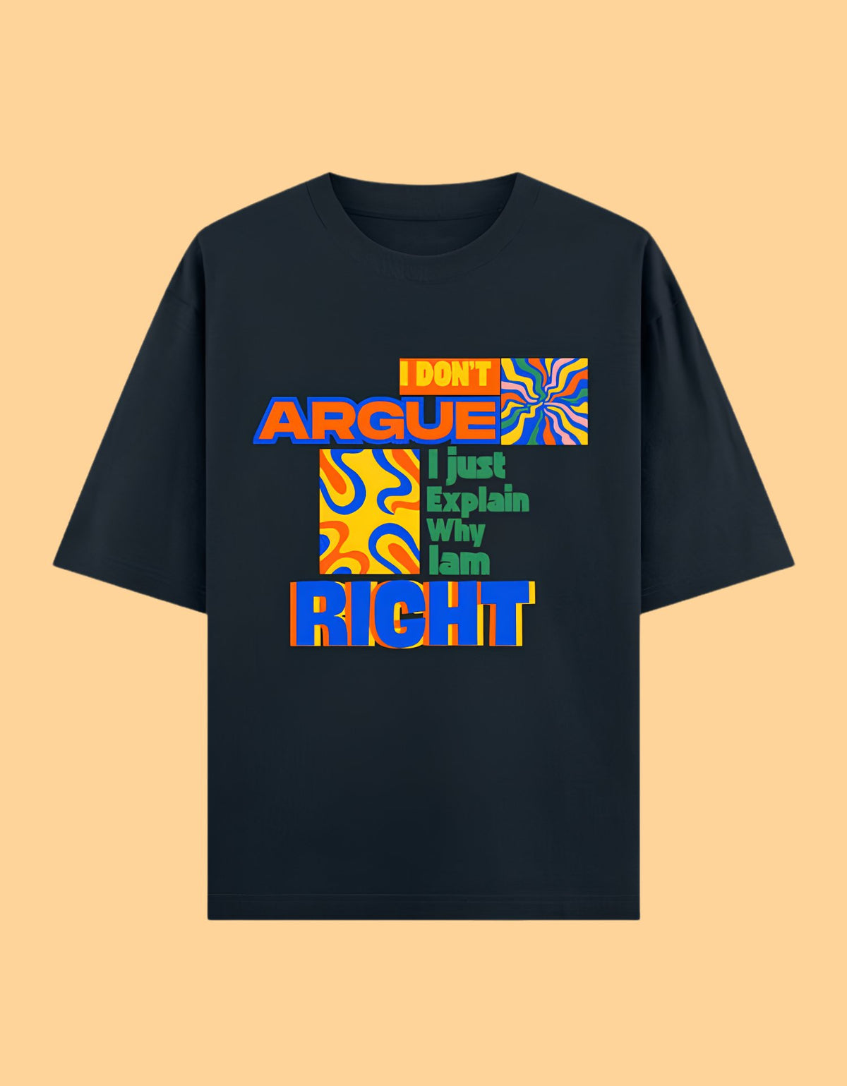 I just explain why am right oversized cotton T-shirt Navy Blue front view