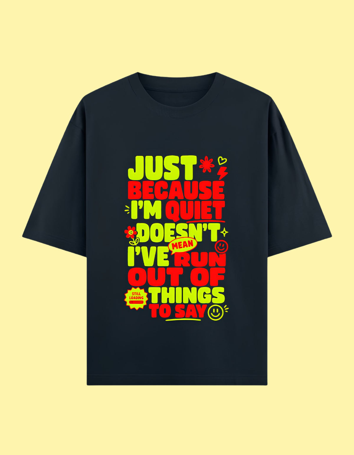 Run out things to say oversized cotton T-shirt Navy Blue front view