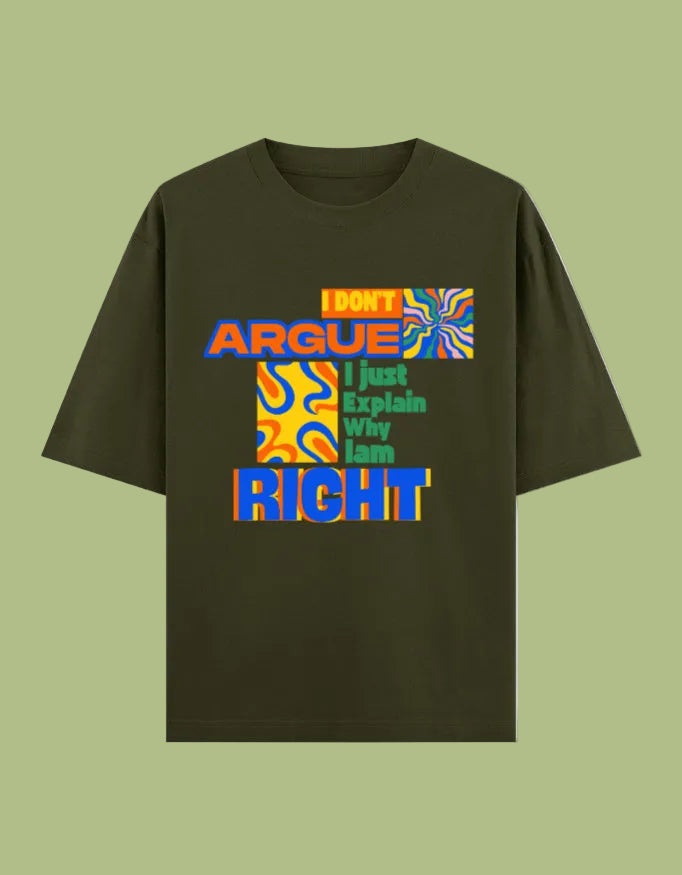 I just explain why am right oversized cotton T-shirt Olive Green front view