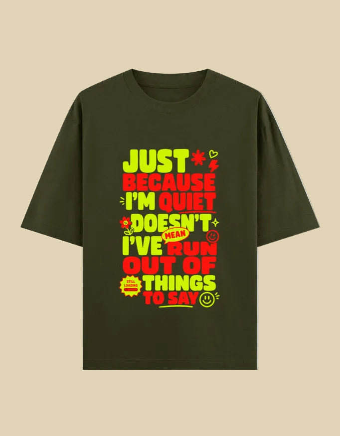 Run out things to say oversized cotton T-shirt Olive Green front view