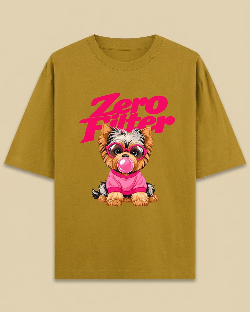 Zero Filter Pink Bubble Gum Unisex Oversized Cotton T-Shirt- golden yellow 