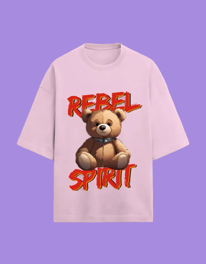 Rebel spirit oversized T-shirt Light Baby pink front view