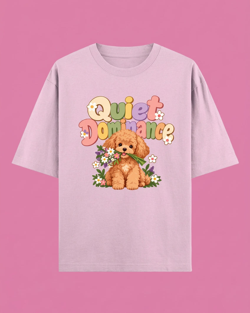 Poodle Flora Quite Dominance Unisex Oversized Cotton T-Shirt - Light baby blue 