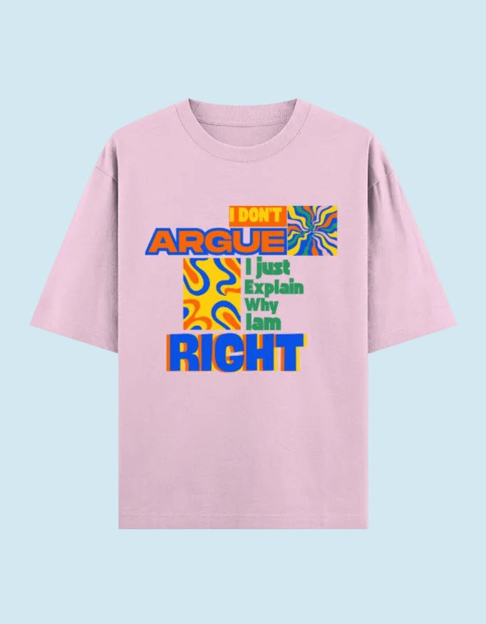 I just explain why am right oversized cotton T-shirt Light Baby Pink front view