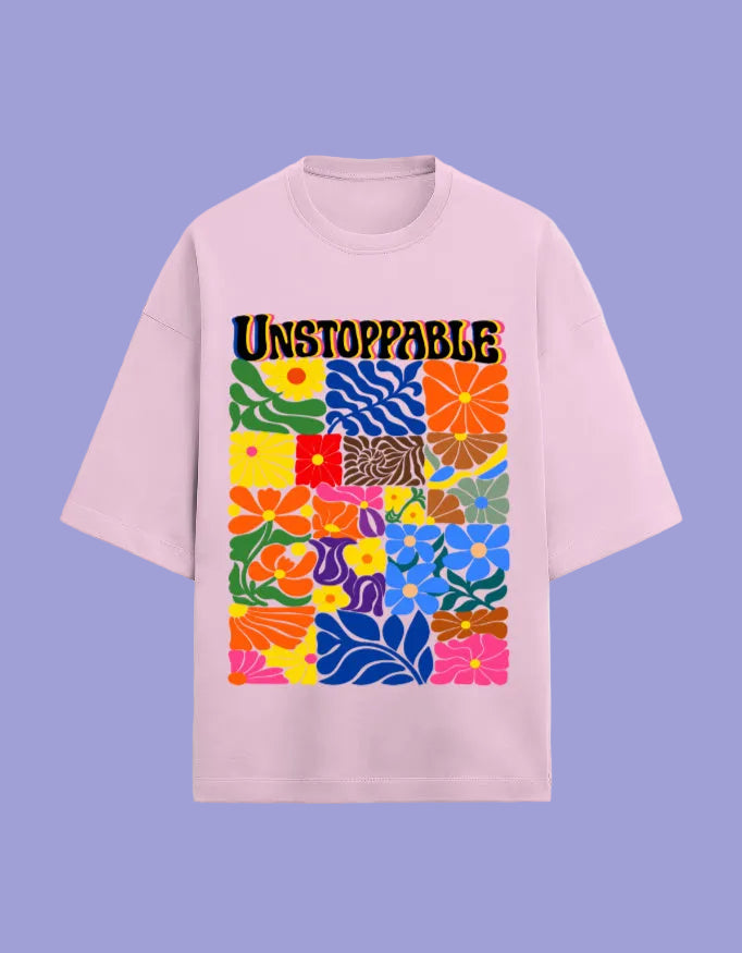 Unstoppable Oversized T-shirt Light Baby Pink Front View