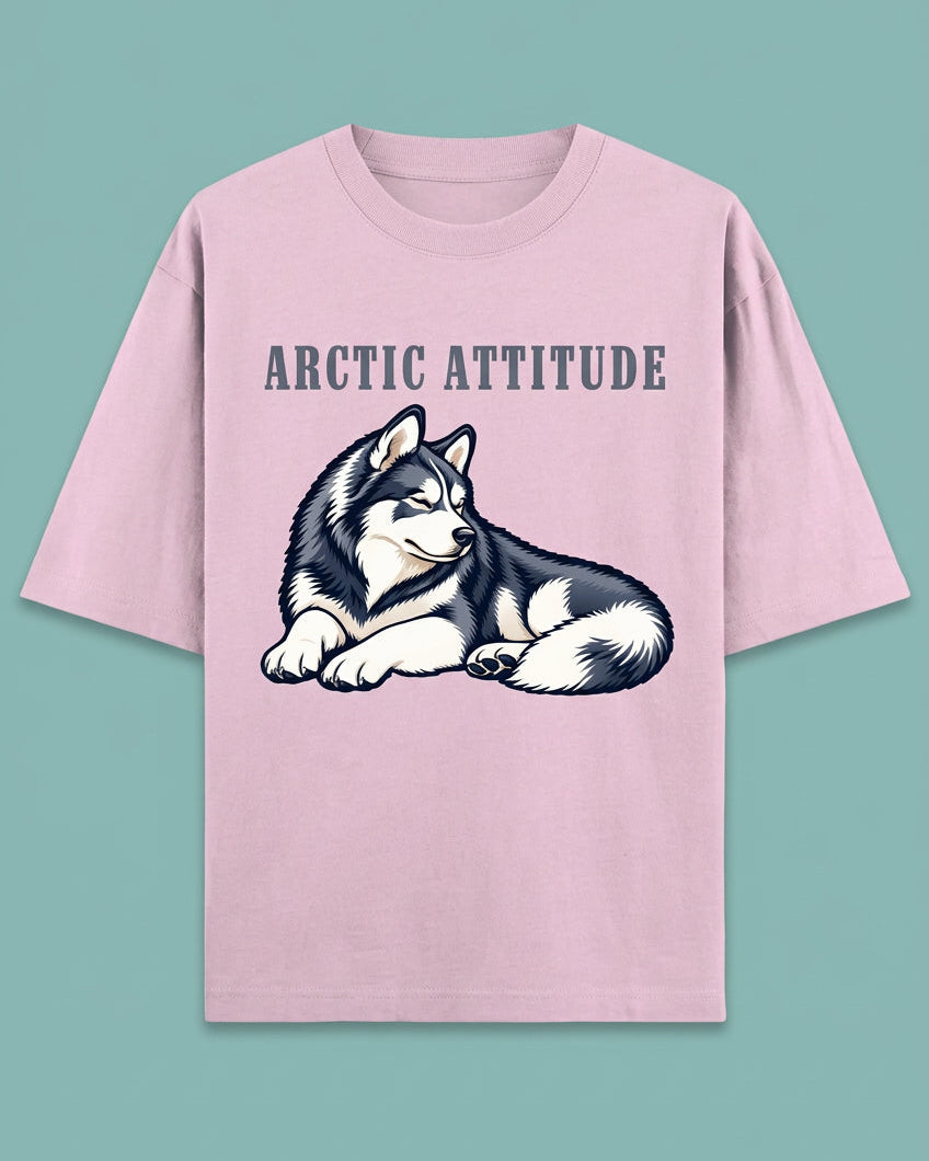 Arctic Attitude Unisex Oversized Cotton T-Shirt - Light Baby Pink