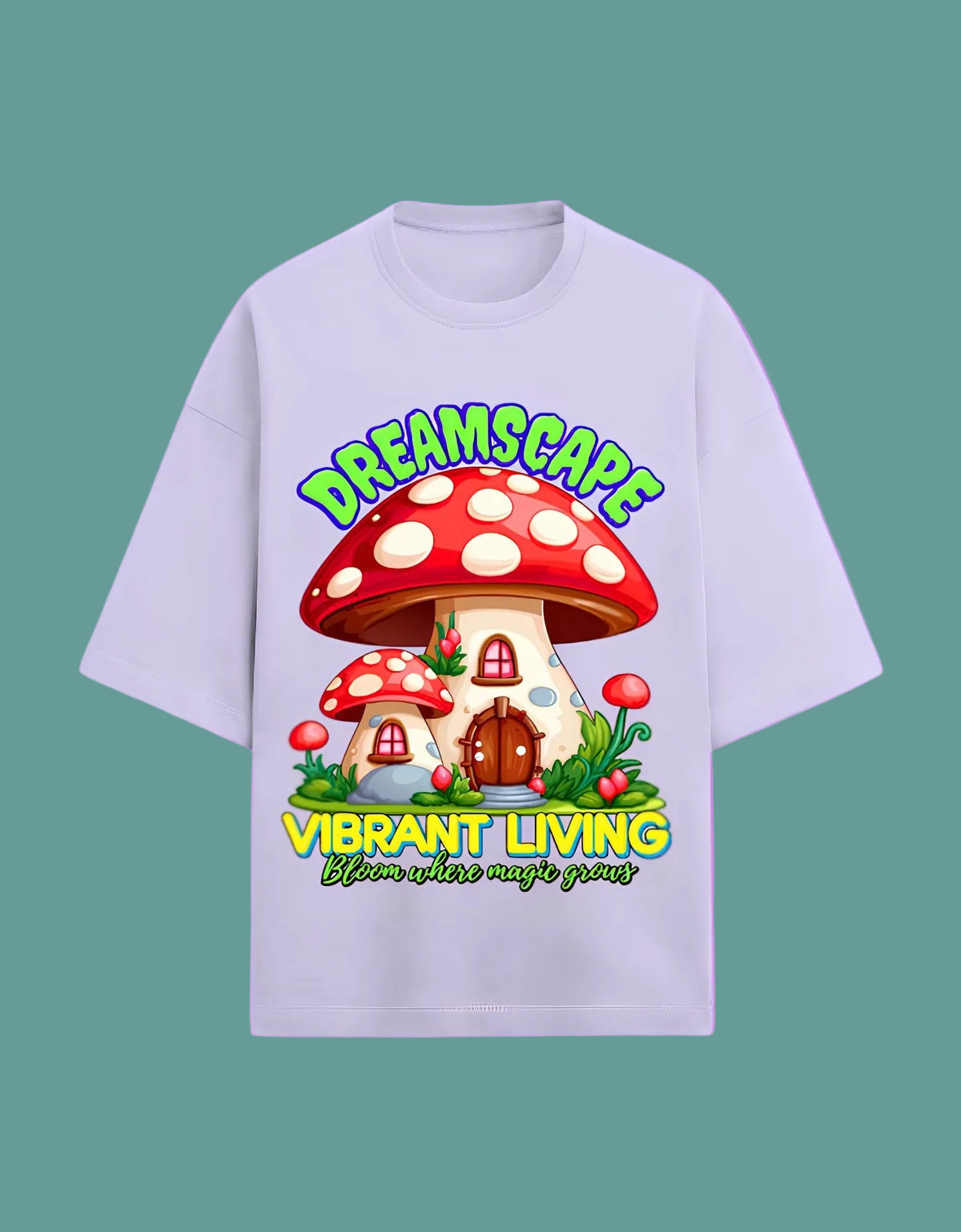 Dreamscape oversized Terry T-shirt  Lavender front view