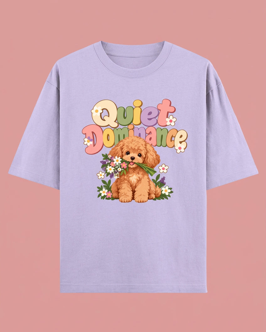 Poodle Flora Quite Dominance Unisex Oversized Cotton T-Shirt - lavender