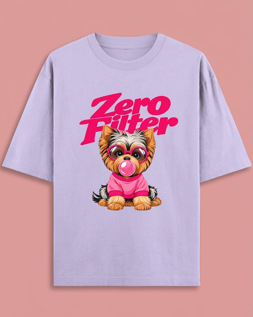 Zero Filter Pink Bubble Gum Unisex Oversized Cotton T-Shirt - Lavender