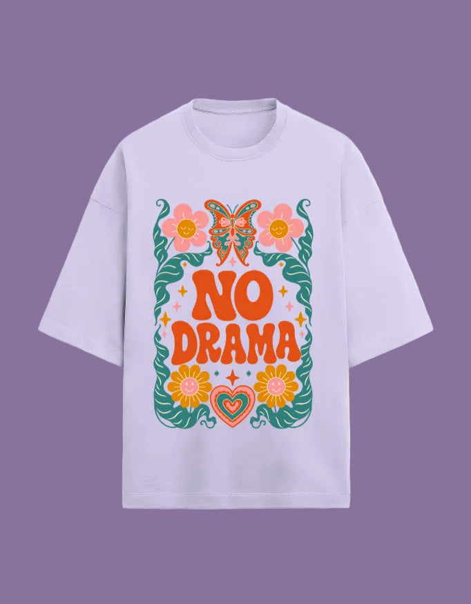 No Drama oversized Terry T-shirt Lavender front view