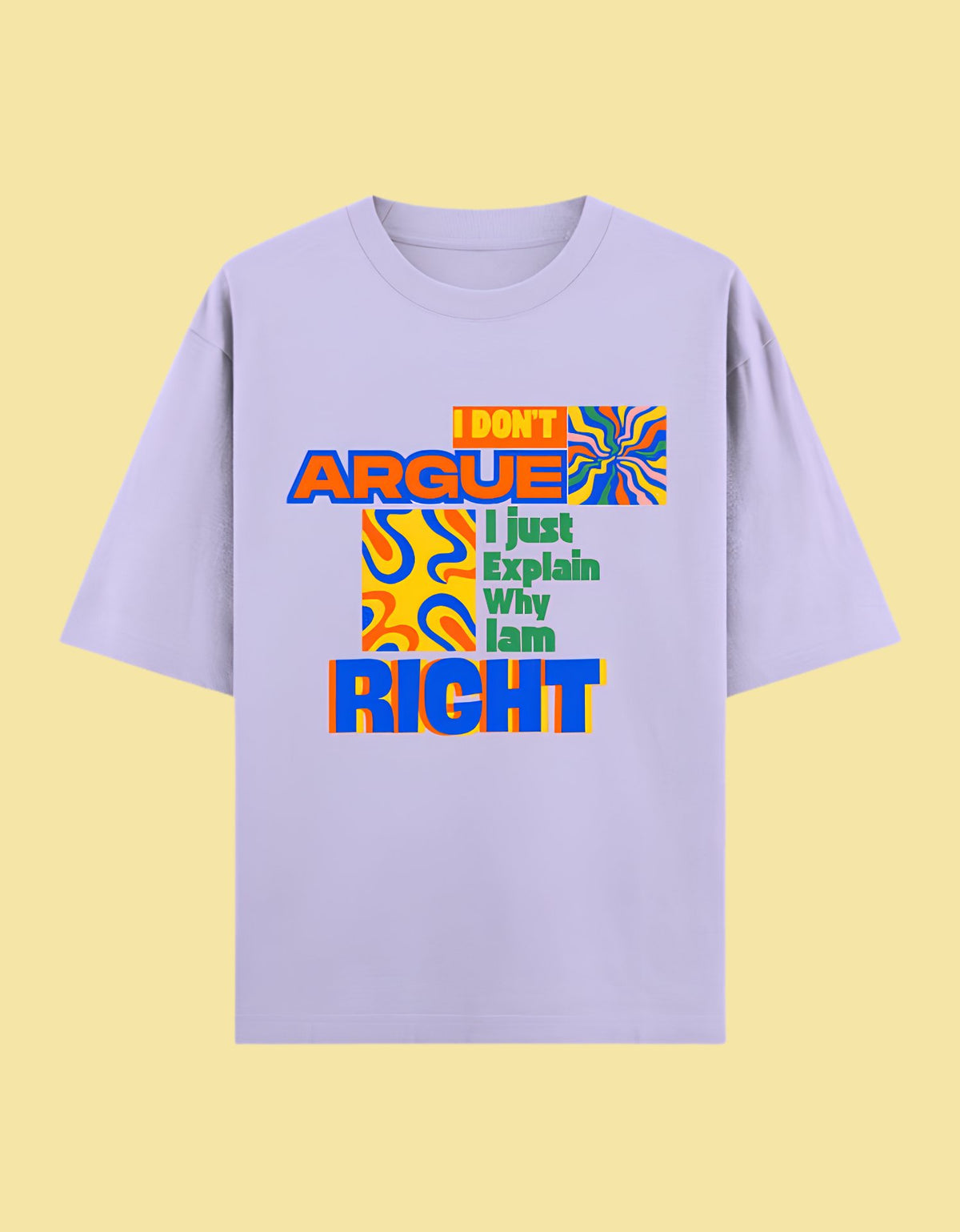 I just explain why am right oversized cotton T-shirt Lavender front view